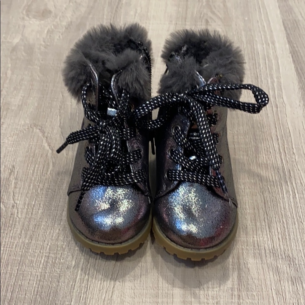 Adorable metallic combat boots